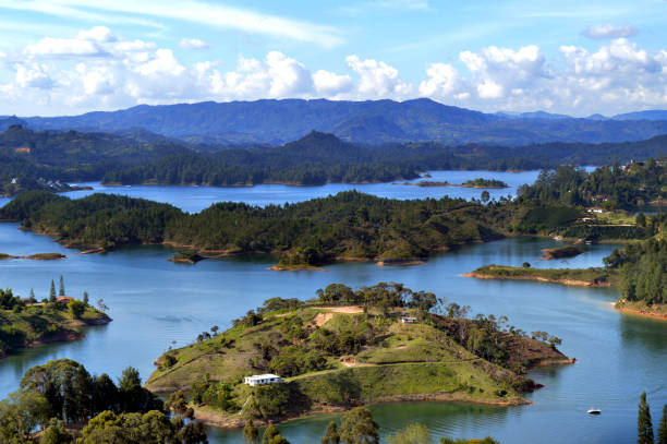 istock top view of Guatape lake 1097953238