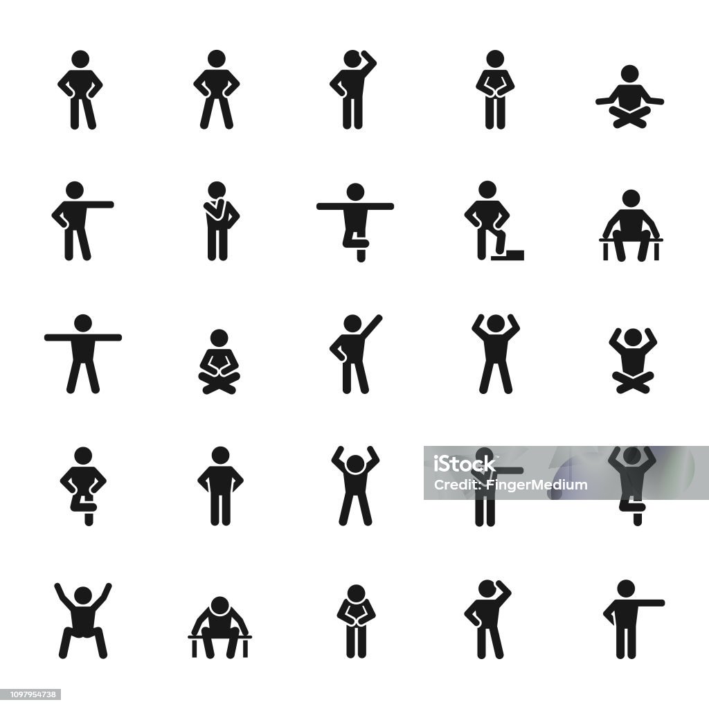Basic posture icon set Icon Symbol stock vector