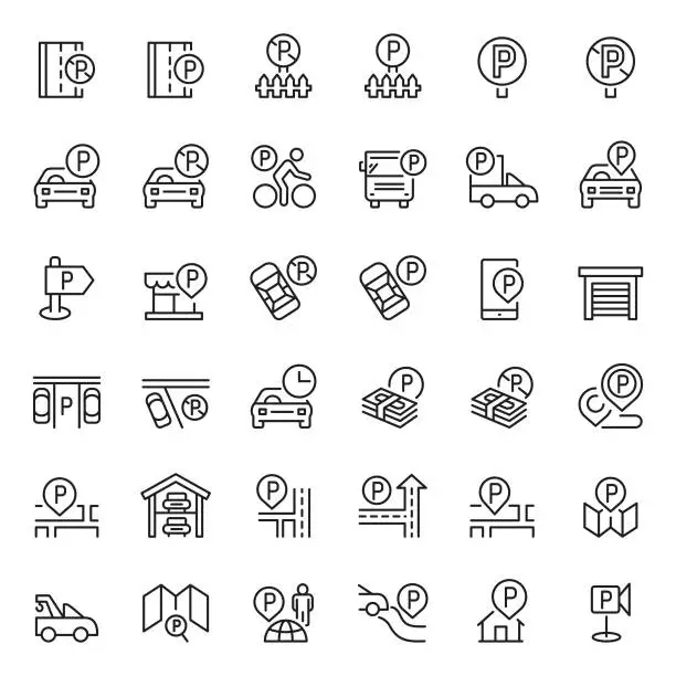 Vector illustration of Parking icon set