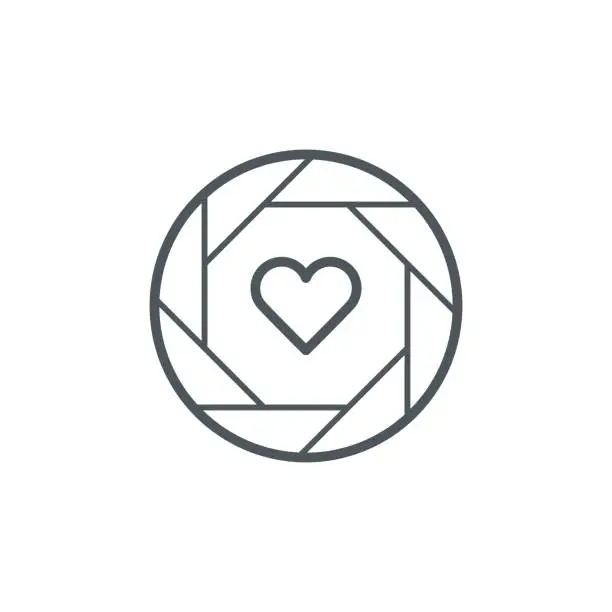 Vector illustration of Shutter with heart icon