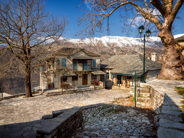 Greek village stock photo
