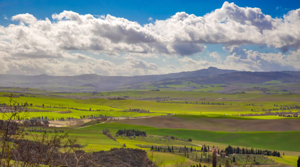 Spring Tuscany landscape stock photo