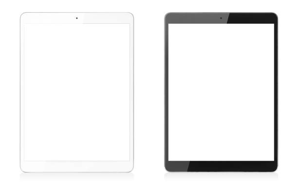 tabletas digitales modernos aisladas con trazado de recorte para pantallas - tableta digital fotografías e imágenes de stock