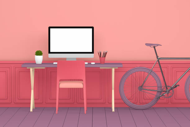 istock Workplace with Blank Screen Monitor in modern interior 1097986812