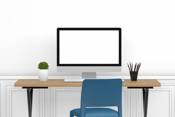 istock Workplace with Blank Screen Monitor in modern interior 1097987064