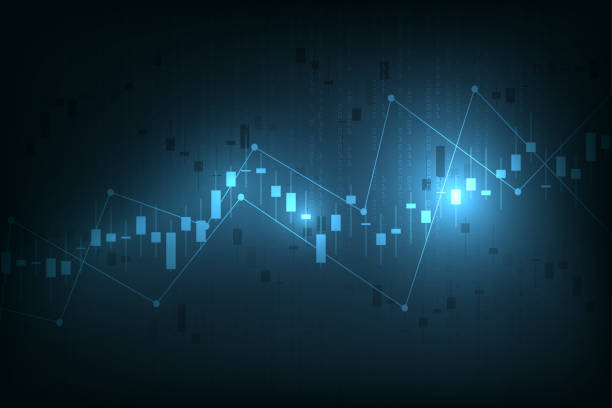 istock Stock market graph or forex trading chart for business and financial concepts, reports and investment on dark background . Vector illustration 1097989502