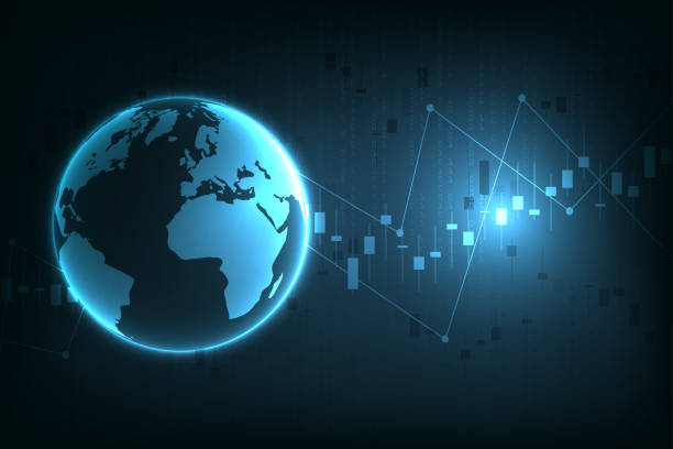 istock Stock market graph or forex trading chart for business and financial concepts, reports and investment on dark background . Vector illustration 1097989508