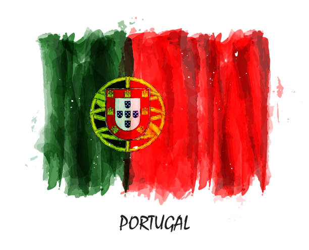 ilustrações de stock, clip art, desenhos animados e ícones de realistic watercolor painting flag of portugal . vector - portugal bandeira