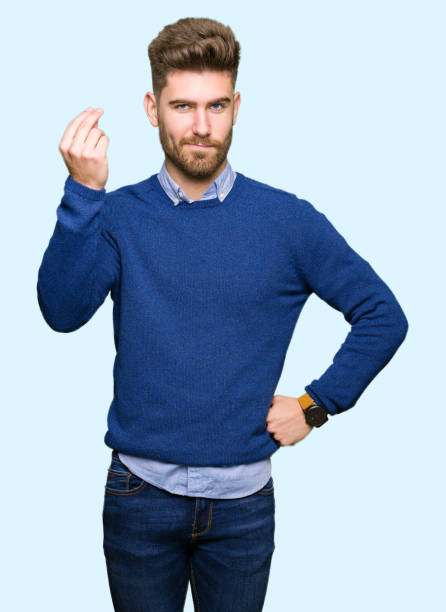 istock Young handsome bussines man Doing Italian gesture with hand and fingers confident expression 1097998446