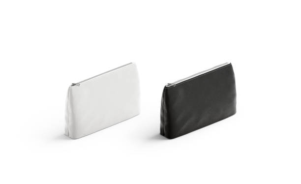 istock Blank black and white canvas pouch mockup set, isolated 1098002436