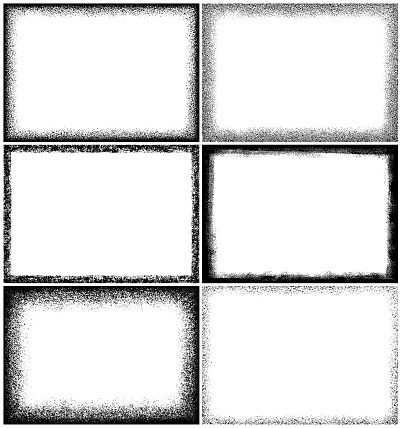 Set of six grunge border frames. Rectangular design elements