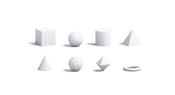 Blank white geometric shapes mock up set, isolated Blank white geometric shapes mock up set, isolated, 3d rendering. Empty forms element mockup. Clear paper or cardboard geometrical figure template. drawing of a cylinder shape stock pictures, royalty-free photos & images