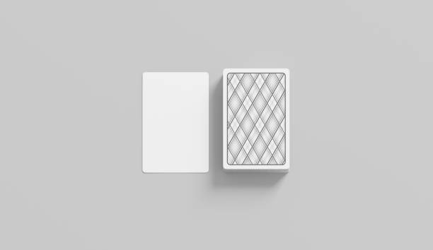 Blank white playing card with deck stack mockup, isolated Blank white playing card with deck stack mockup, isolated, 3d rendering. Empty face and shirt game cards mock up, front view. Hazard and risk in blackjack gaming template. queen king joker cards stock pictures, royalty-free photos & images