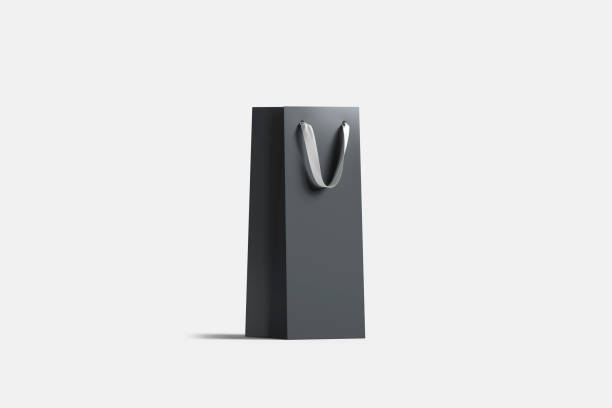 istock Blank tall black wine bottle bag mock up, isolated, 1098008658