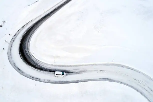 Photo of Driving in winter, aerial view