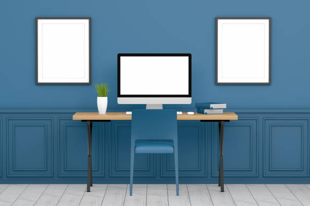 istock Workplace with Blank Screen Monitor in modern interior 1098015388