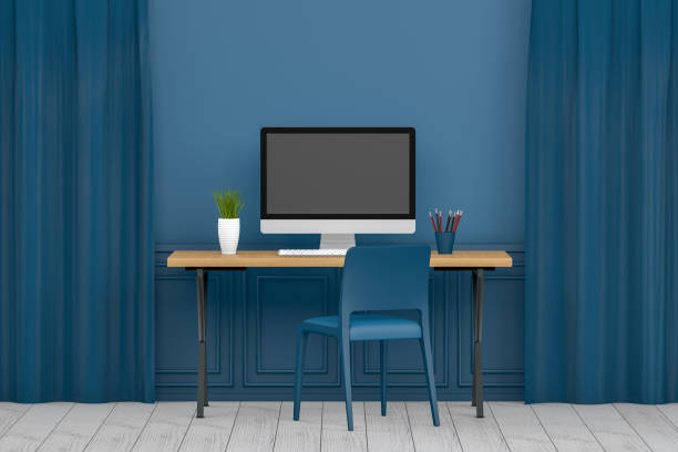 istock Workplace with Blank Screen Monitor in modern interior 1098017484