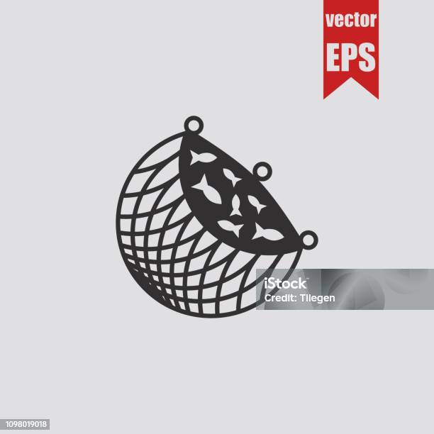 Fishnet Iconvector Illustration Stock Illustration - Download Image Now - Activity, Animals Hunting, Backgrounds