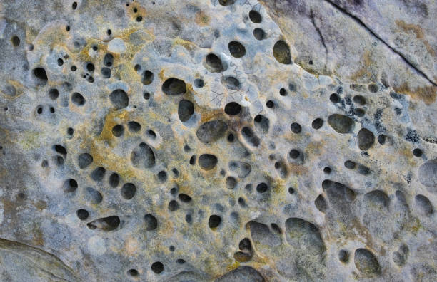 istock Rock erosion holes sea wall. 1098020856