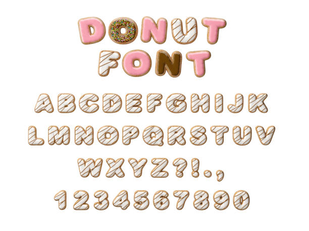 istock Donuts decorative font glazed sweet letters and numbers. Cute design. 3D illustration 1098031238