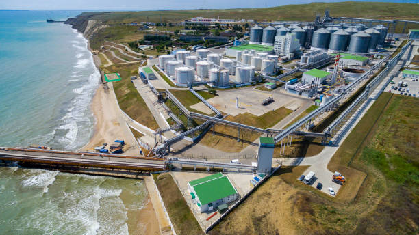 istock plant with large storage cisterns from drone 1098036584