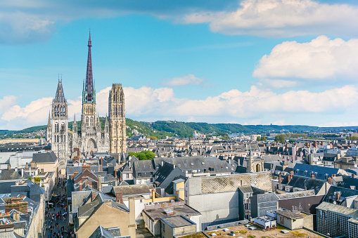 Panoramic view of Rouen from Gros-Horloge (Clock Tower) top, Normandy