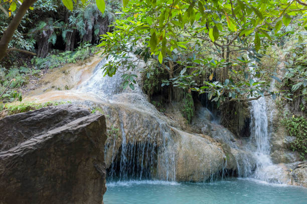 istock Jangle landscape with flowing turquoise water of Erawan cascade waterfall 1098040820