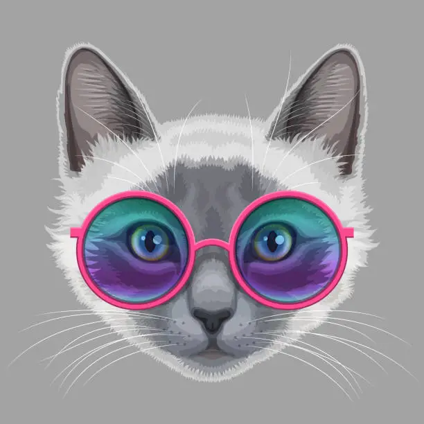 Vector illustration of Cat and eyeglasses