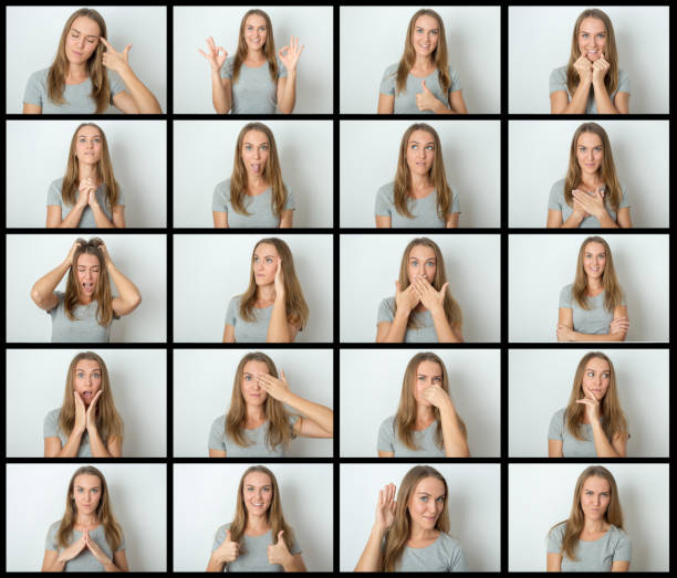 istock Young woman different facial expressions 1098045874