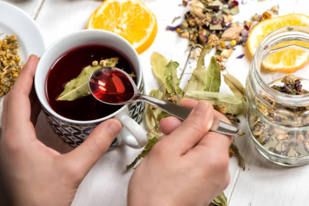istock Dried Herbs With Cup Of Herbal Tea 1098066554