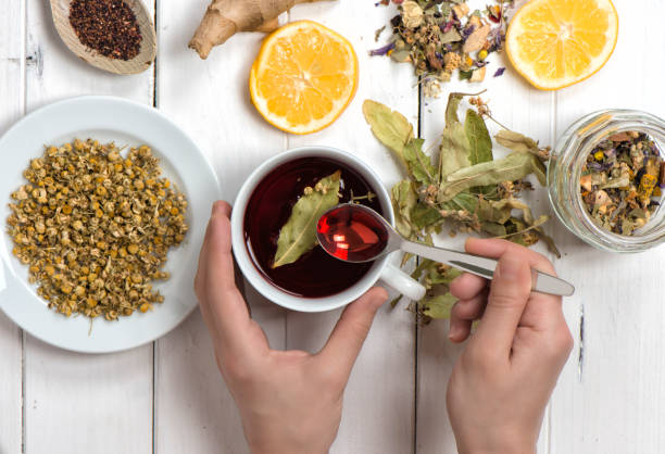 istock Dried Herbs With Cup Of Herbal Tea 1098066570