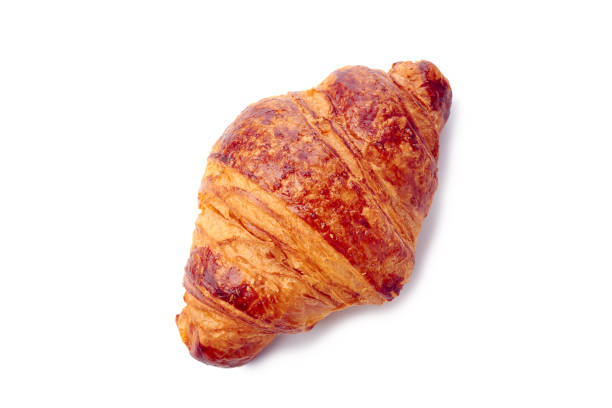 istock Top view of fresh crispy croissant on white 1098072994
