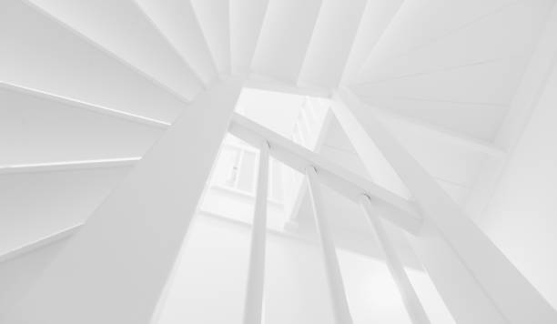 istock Black and white staircase in empty home 1098075338