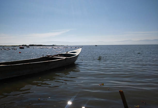 istock Boat floating on the Chapala Lake in a clear day 1098076658
