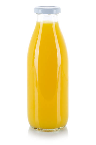 istock Orange juice drink bottle isolated on white 1098088446