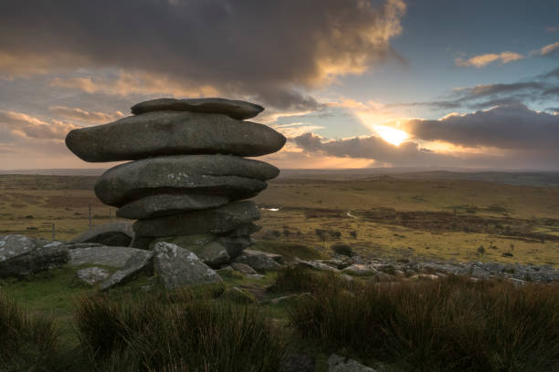 보드 민 무어의 석양 - bodmin moor 뉴스 사진 이미지