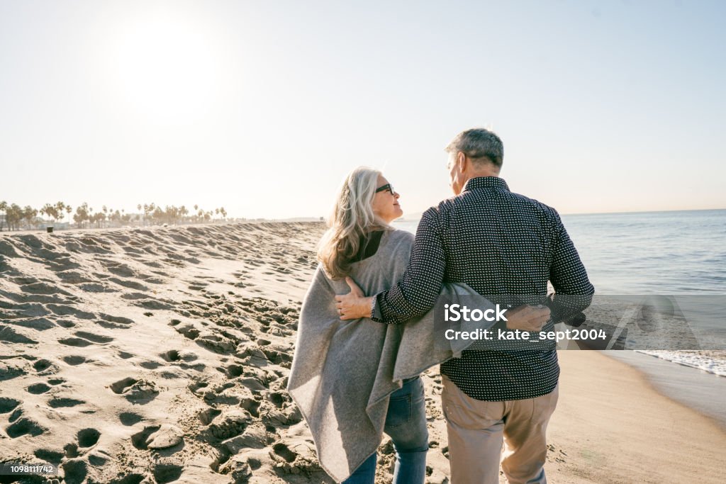 Cost of retirment happiness Senior couple on vacation Retirement Stock Photo