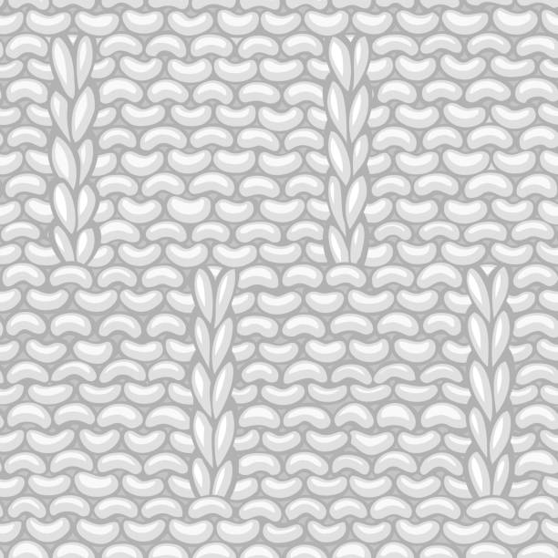 Vector Caterpillar Stitch Pattern. Hand-drawn cotton cloth boundless background. High detailed woolen hand-knitted fabric material. knitting textile wool infinity stock illustrations