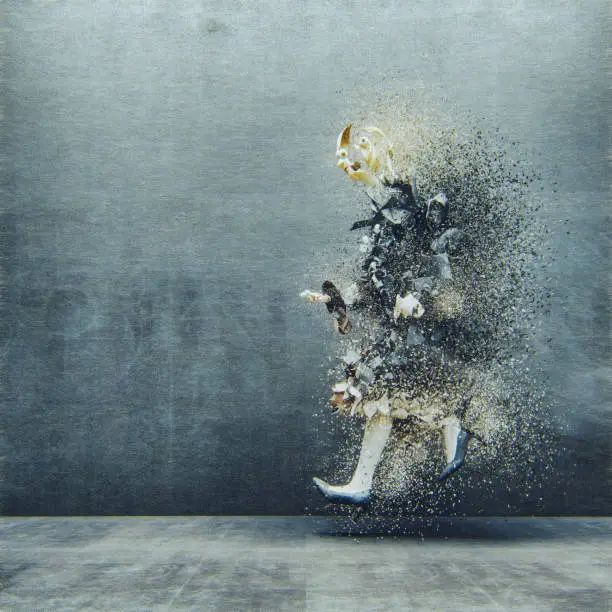Photo of Surreal abstract businesswoman disintegration