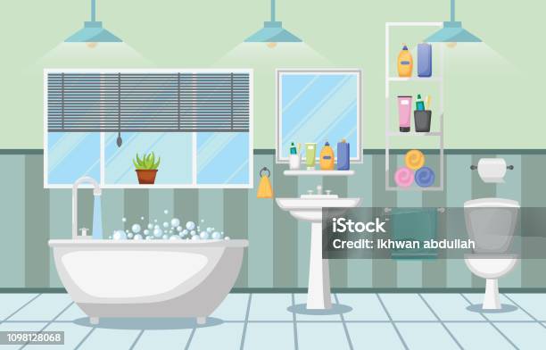 Saubere Moderne Zimmer Zur Innenseite Badmöbel Flache Design Stock Vektor Art und mehr Bilder von Bathroom