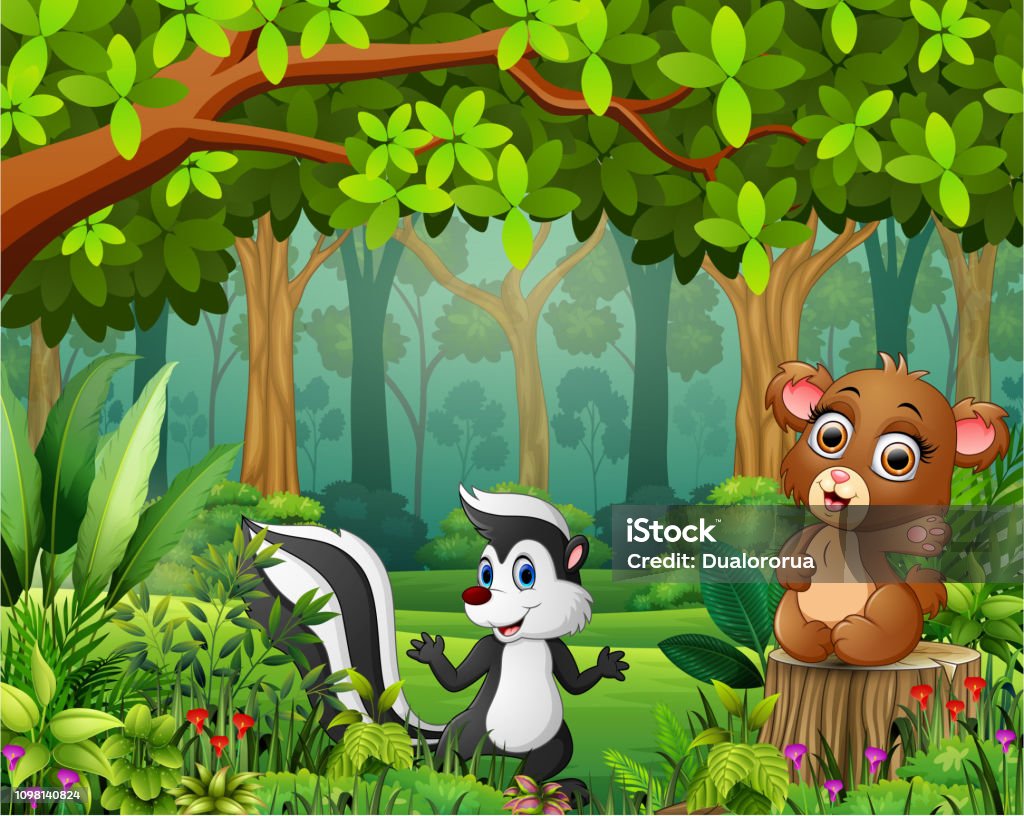 Ilustración de Dibujos Animados De Bosque Paisaje De Verde En Primavera Con  Animal y más Vectores Libres de Derechos de Aire libre - iStock