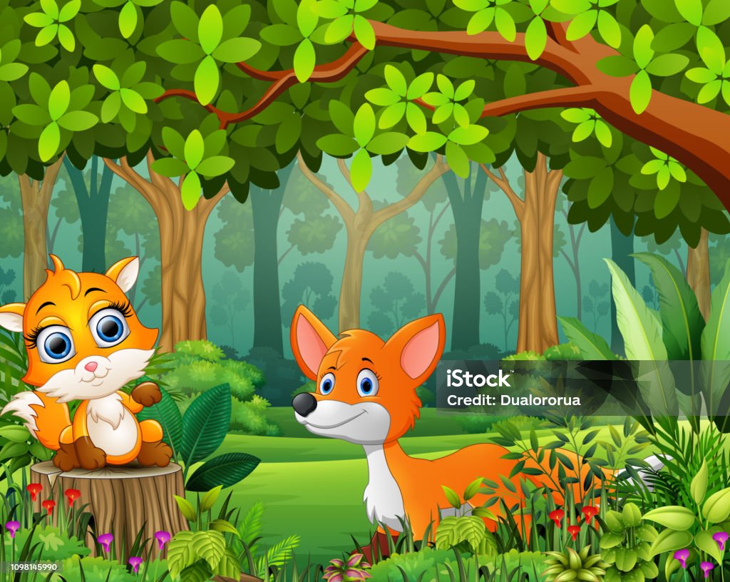 Ilustración de Dibujos Animados De Bosque Paisaje De Verde En Primavera Con Dos Fox y más Vectores Libres de Derechos de Aire libre - iStock Ilustración de Dibujos Animados De Bosque Paisaje De Verde En Primavera Con Dos Fox y más Vectores Libres de Derechos de Aire libre - iStock