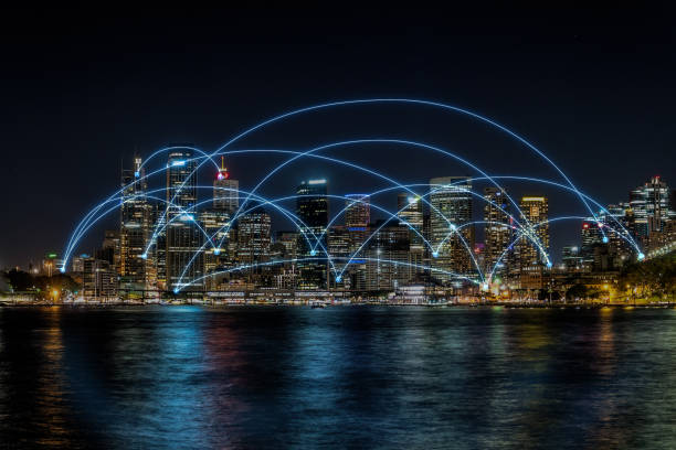 istock network and connection technology concept in vivid futuristic city 1098155712