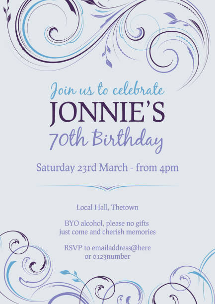 Birthday party invite Invitation to a 70th birthday party 70th stock illustrations
