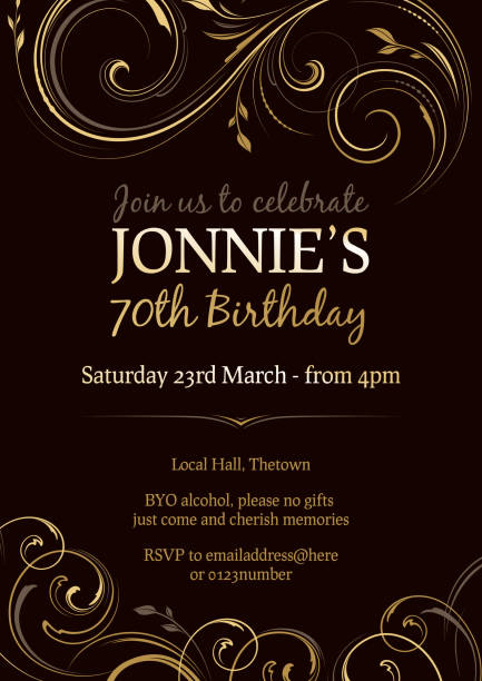 Birthday party invite Invitation to a 70th birthday party 70th stock illustrations