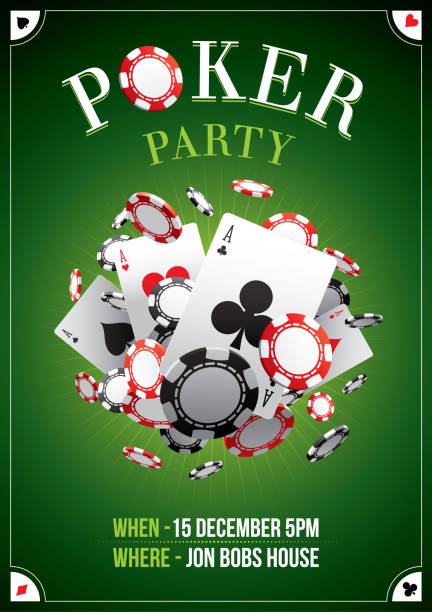 Poker party poster Poster for a poker night party texas hold em illustrations stock illustrations