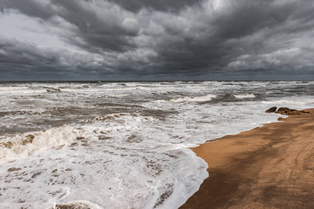 istock Stormy foamy sea, big waves 1098161692