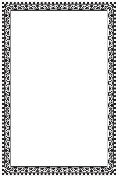 Medieval manuscript style rectangular frame. Vertical orientation Medieval manuscript style rectangular frame. Vertical orientation. Black drawing isolated on white background. EPS10 vector illustration manuscript border stock illustrations