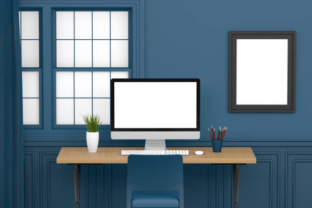 istock Workplace with Blank Screen Monitor in modern interior 1098171562