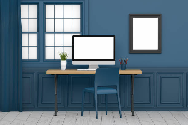 istock Workplace with Blank Screen Monitor in modern interior 1098173436